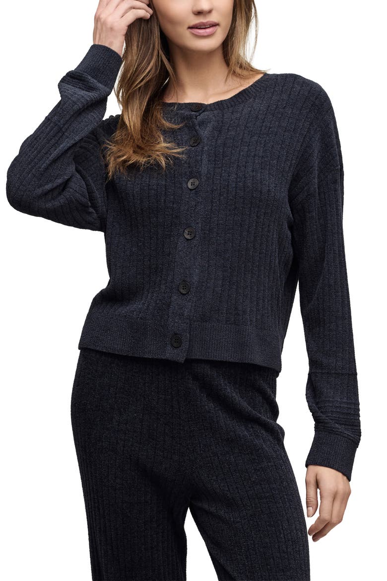 CozyChic® Ultra Lite® Textured Ribbed Cardigan, Main, color, BLACK