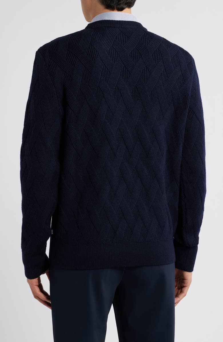BOSS Elfredo Basketweave Wool Sweater, Alternate, color,