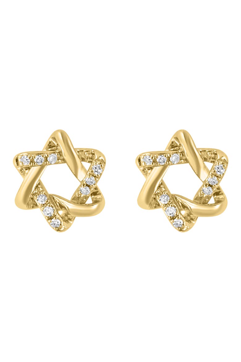 14K Yellow Gold Diamond Star of David Stud Earrings - 0.05ct., Main, color, GOLD