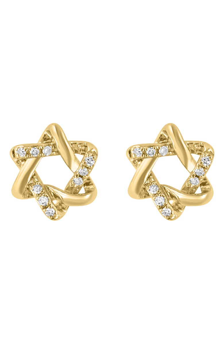 EFFY 14K Yellow Gold Diamond Star of David Stud Earrings - 0.05ct., Main, color, 