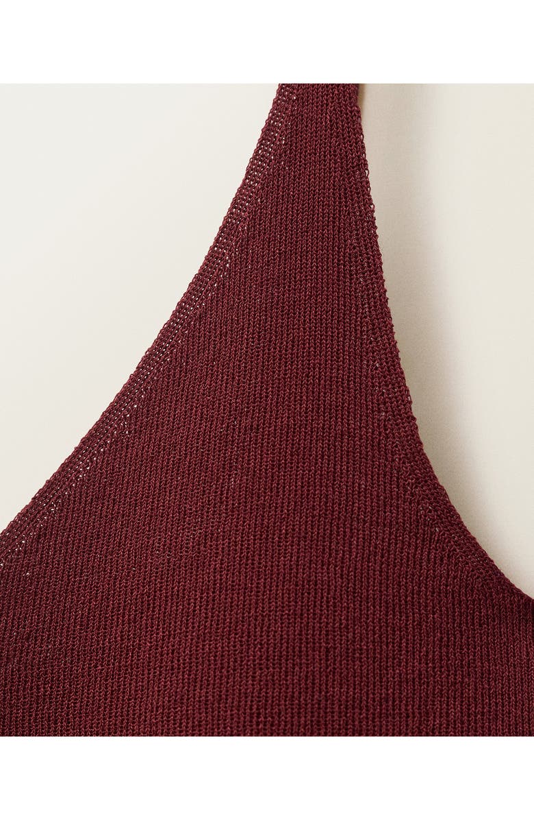 MANGO Fine Knit Crop Top, Alternate, color, Burgundy