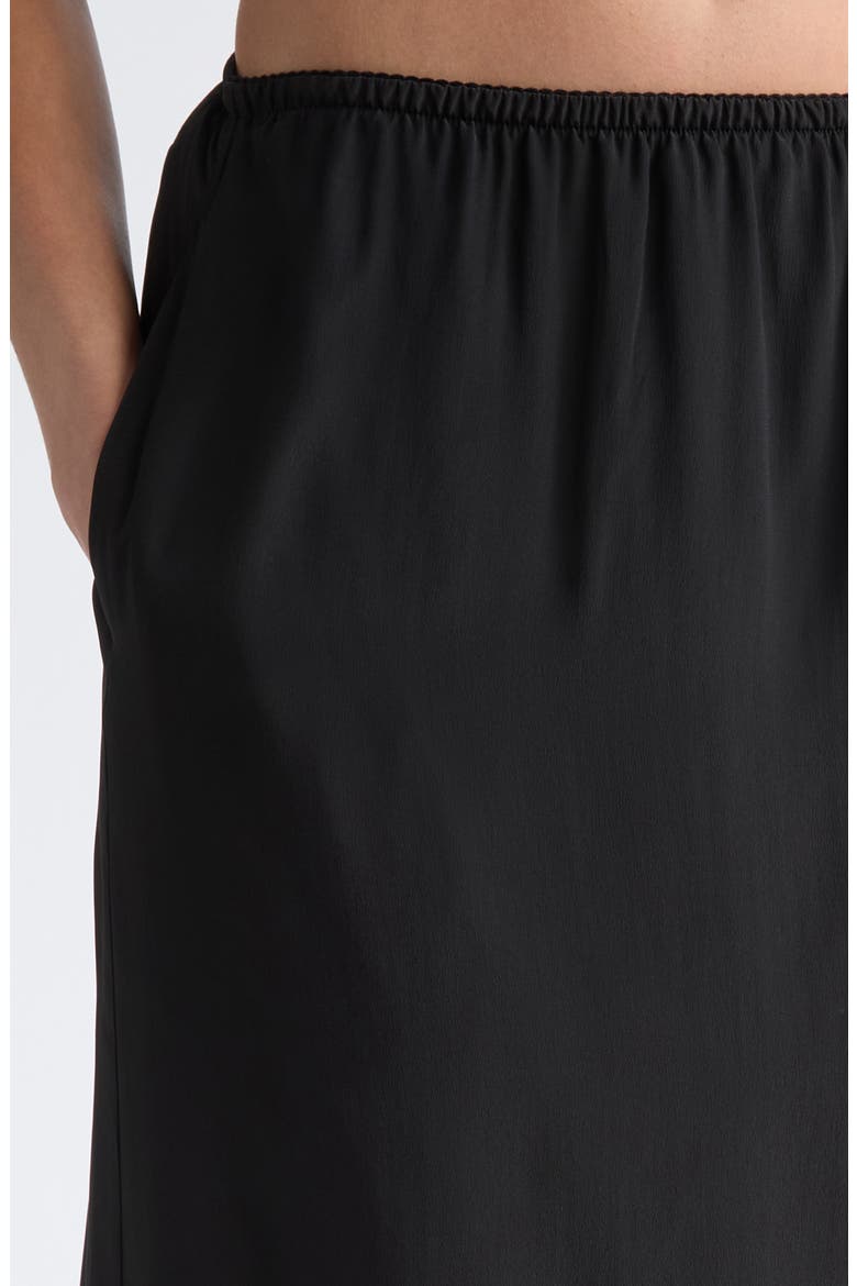 Lace Trim Crêpe de Chine Negligee Skirt, Alternate, color, BLACK