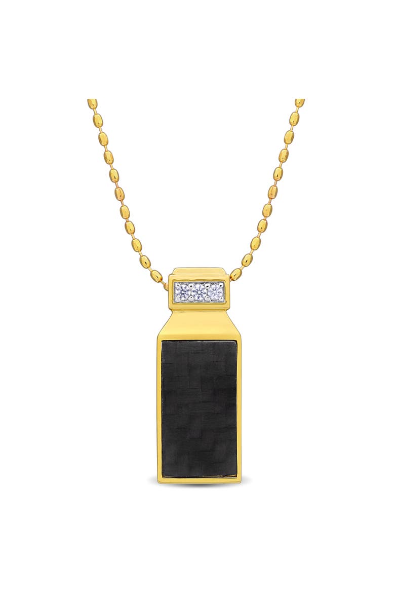 Carbon Fiber Lab-Created White Sapphire Necklace, Main, color, Yellow-Plated Sterling Silver