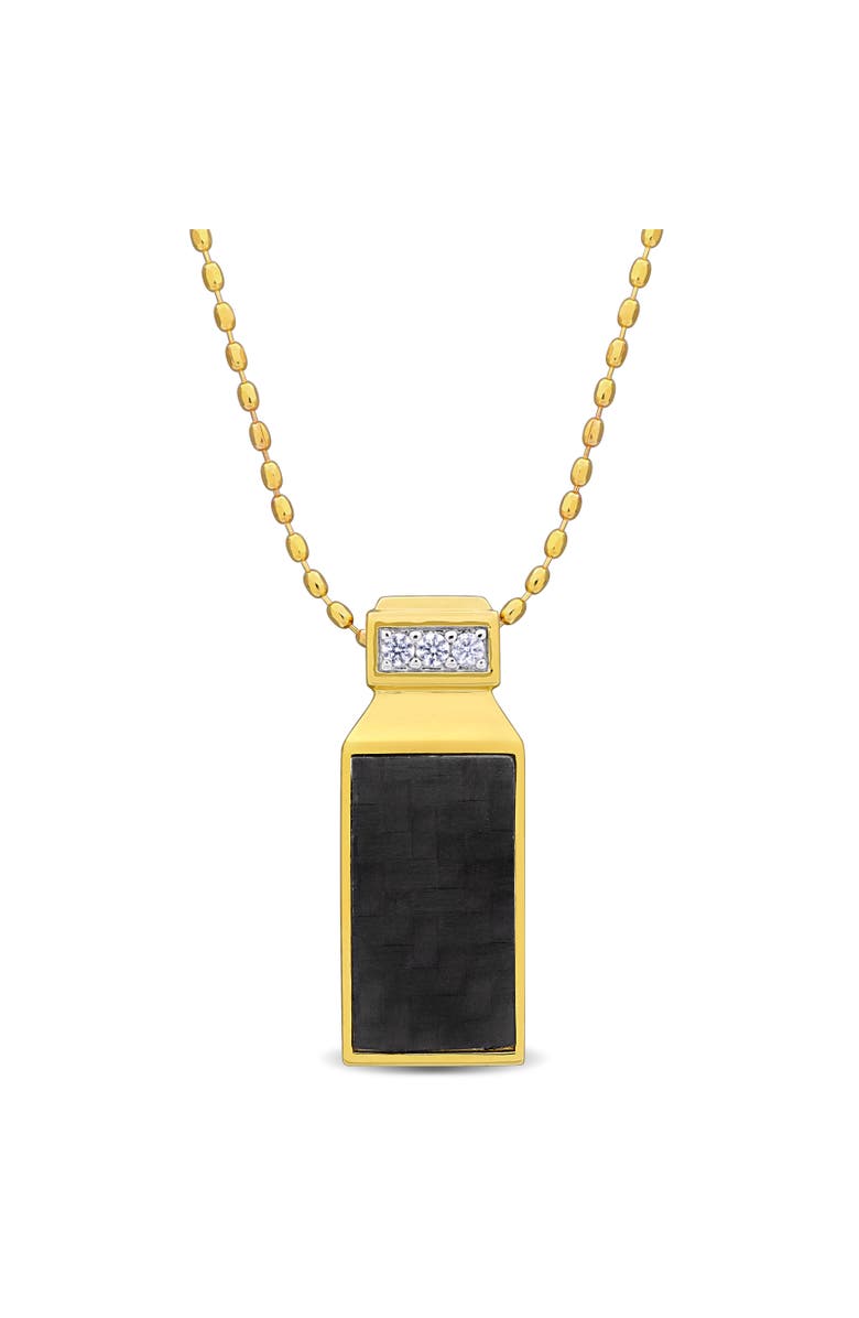 Julianna B. Carbon Fiber Lab-Created White Sapphire Necklace, Main, color, Yellow-Plated Sterling Silver
