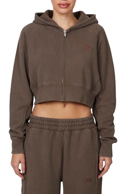 Good For Nothing Ribbed Emblem Crop Zip Hoodie In Multi