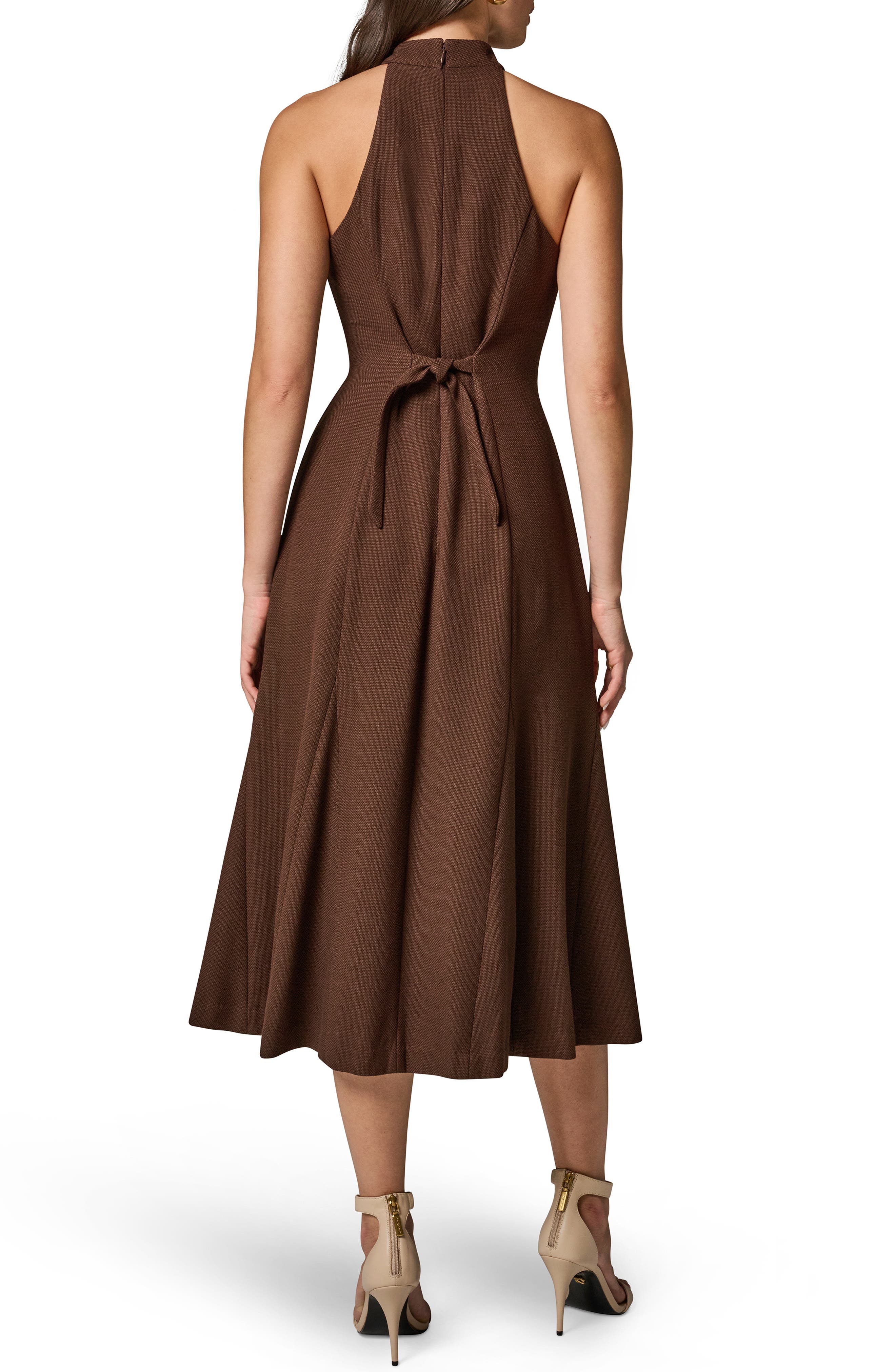 donna karan new york women's a-line halter midi dress Sculpted contour hardware at