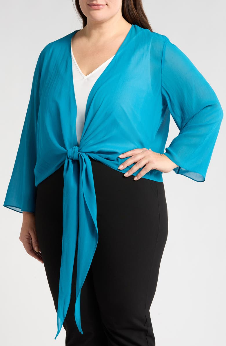 Eileen Fisher Silk Wrap Jacket, Alternate, color, Dragonfly