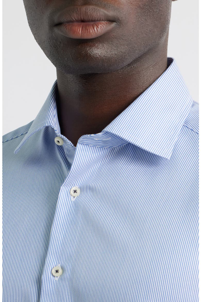 Luxury Modern Fit Micro Stripe Non-Iron Dress Shirt, Alternate, color, BLUE