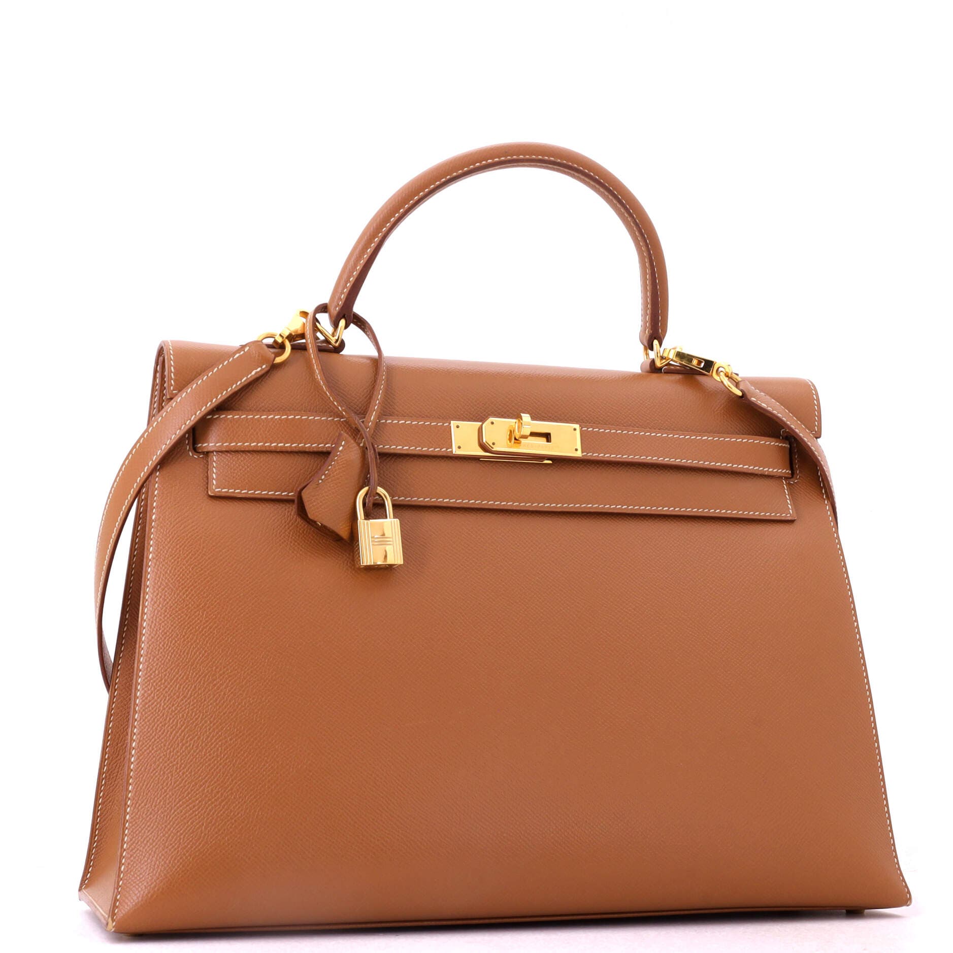 Kelly Handbag Brown Courchevel with Gold Hardware 35, Alternate, color, Gold