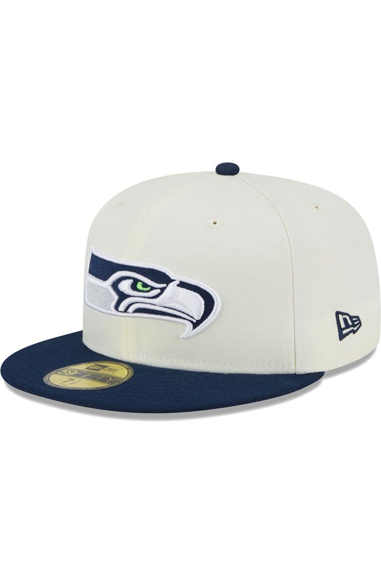 New Era Men's New Era Cream Seattle Seahawks Retro 59FIFTY Fitted Hat, Alternate, color, 