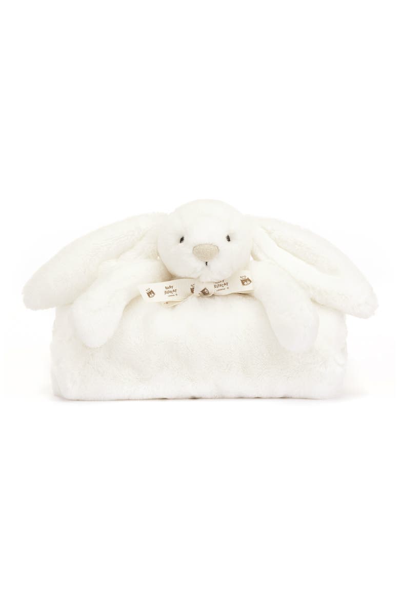 Bashful Luxe Bunny Luna Blankie, Alternate, color, WHITE