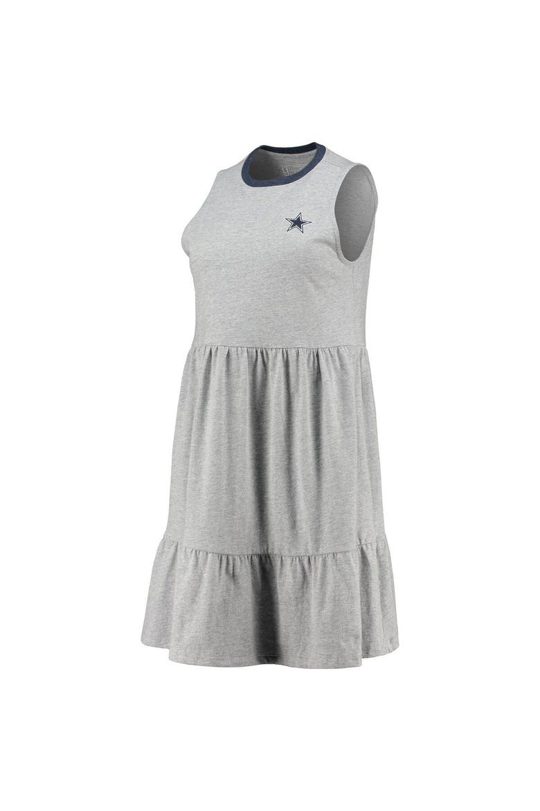 Women's Lauren James Heathered Gray Dallas Cowboys Tiered Dress, Alternate, color, Heather Gray