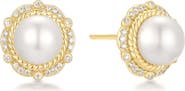 ANIA HAIE Faux Pearl & Pavé Button Earrings