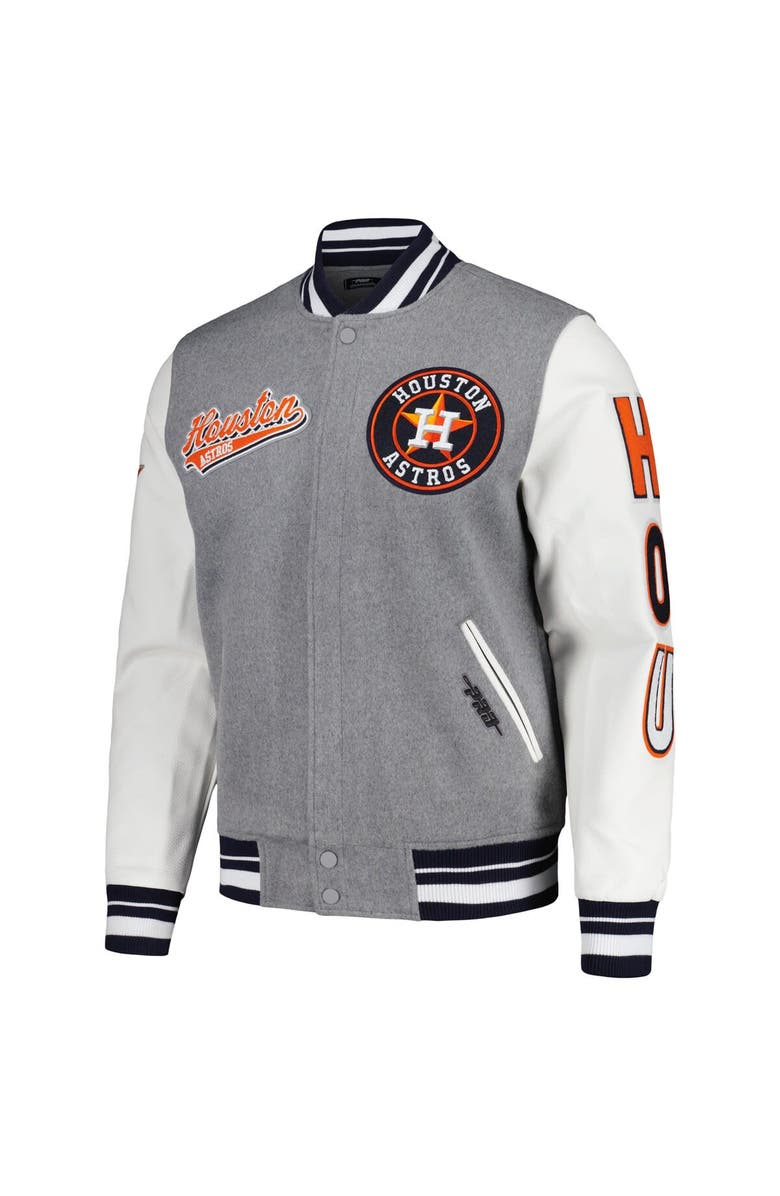 PRO STANDARD Men's Pro Standard Heather Gray Houston Astros Script Tail Wool Full-Zip Varity Jacket, Alternate, color, Heather Gray