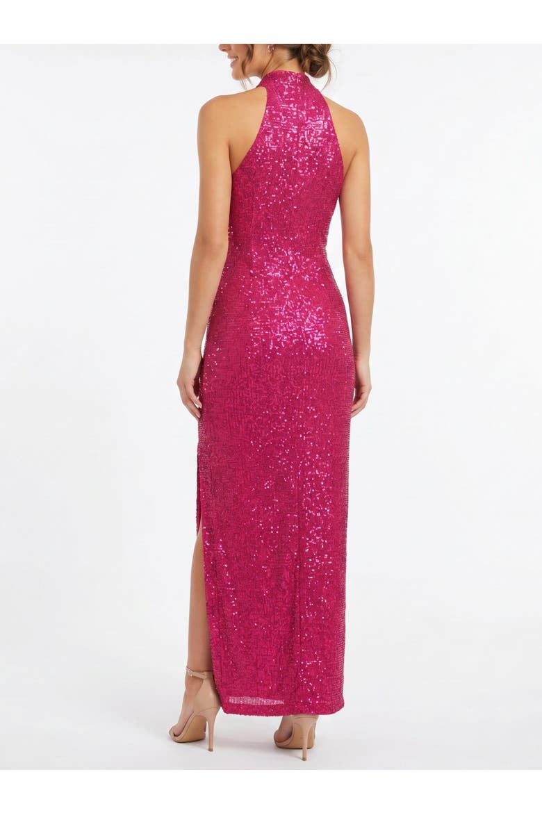 Harland Crossover Halter Maxi Dress, Alternate, color, Fuchsia Red