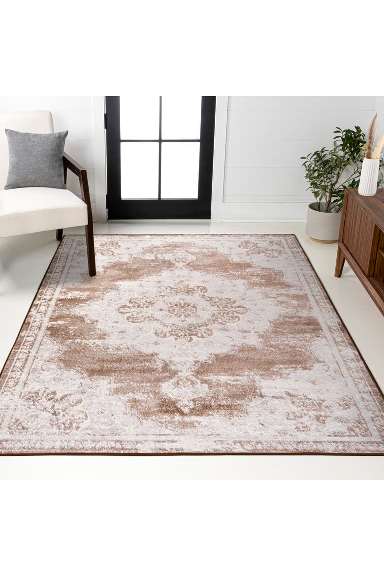 Alhambra Ornate Medallion Modern Area Rug, Alternate, color, Brown/Cream