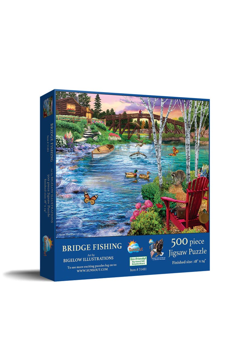 Sunsout Bridge Fishing 500 piece Jigsaw Puzzle for Adults, Main, color, Multicolor