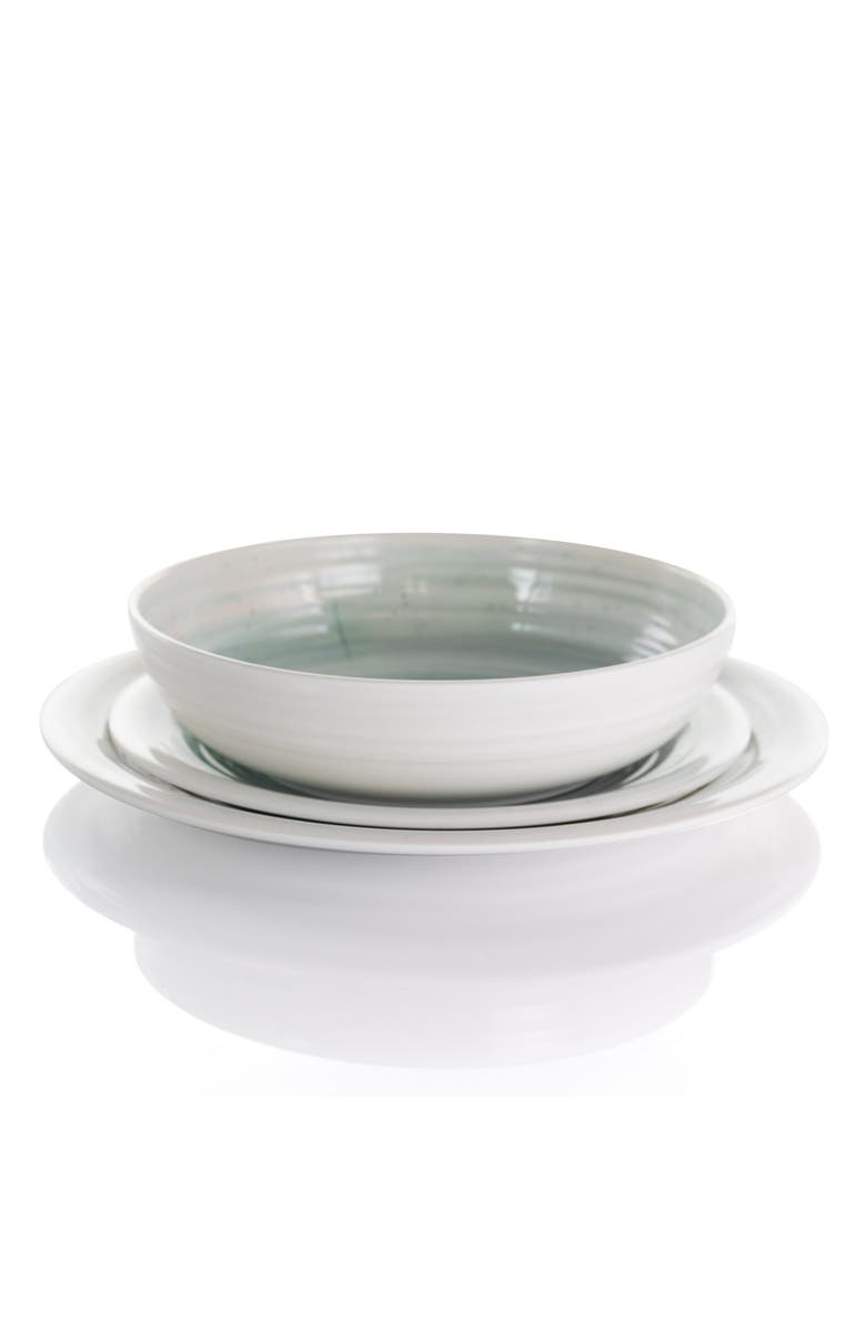 Elama Potters Wheel 12 Piece Lightweight Melamine Dinnerware Set, Alternate, color, Blue