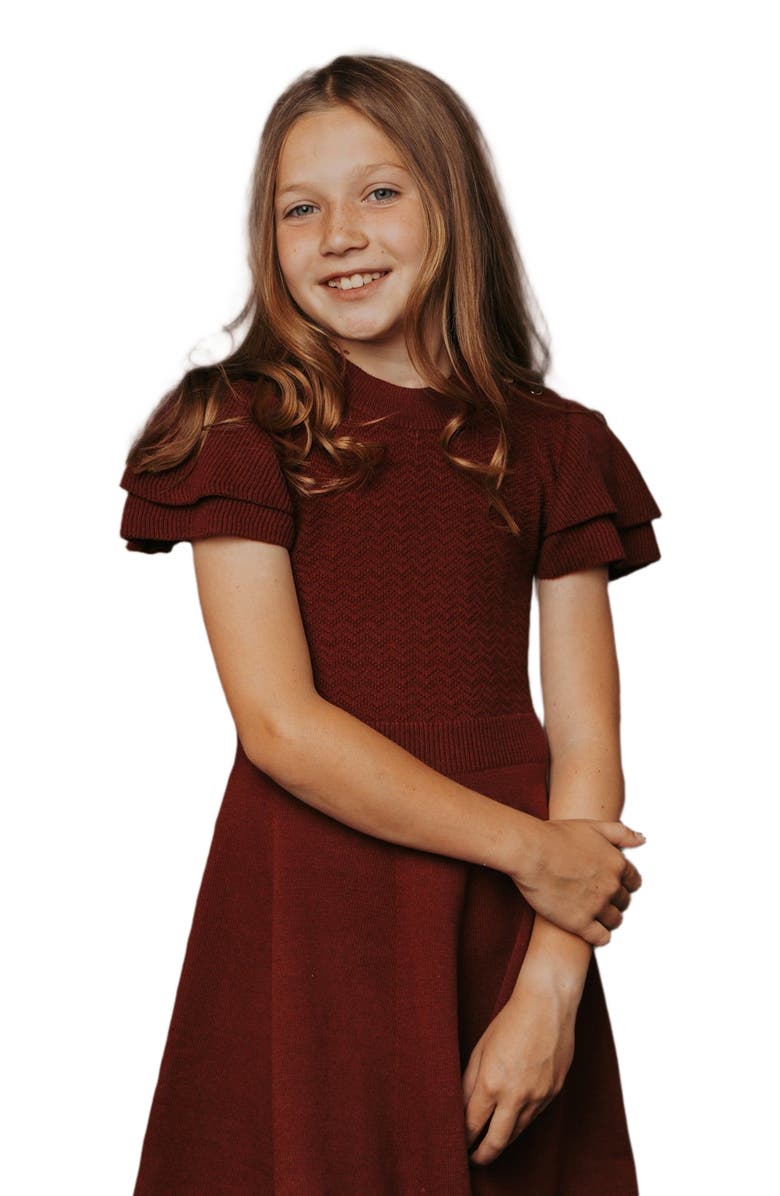 Hope & Henry Girls' Organic Flutter Sleeve Sweater Dress, Toddler, Main, color, 