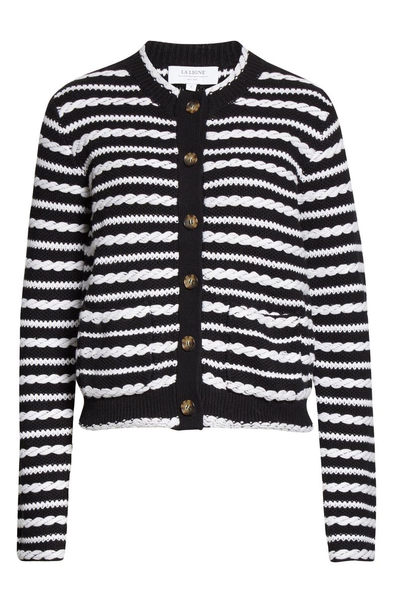 La Ligne Braid Stripe Cardigan, Alternate, color,