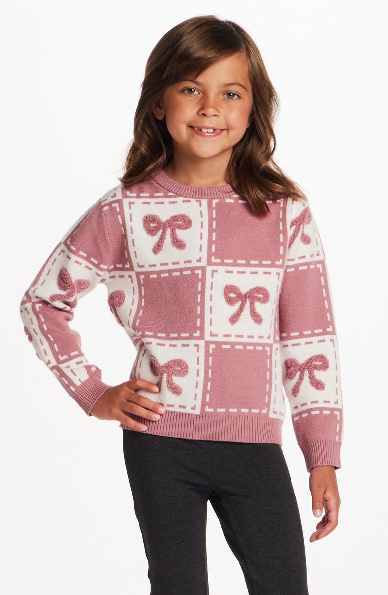 Andy & Evan Kids' Bow Chenille Sweater & Flare Leggings Set, Alternate, color, Pink Bows