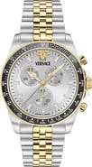 Versace Greca Chronograph Wave Two-Tone Bracelet Watch, 43mm