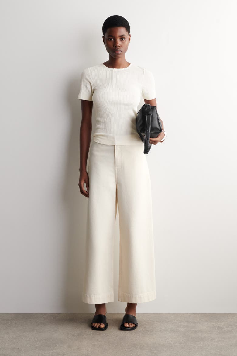 Pointelle-Knit T-Shirt, Alternate, color, IVORY