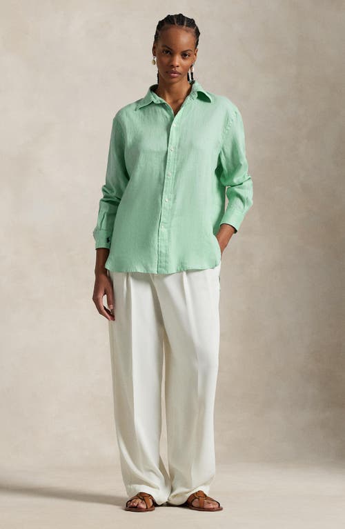 Polo Ralph Lauren Oversize Linen Button-up Shirt In Essex Green