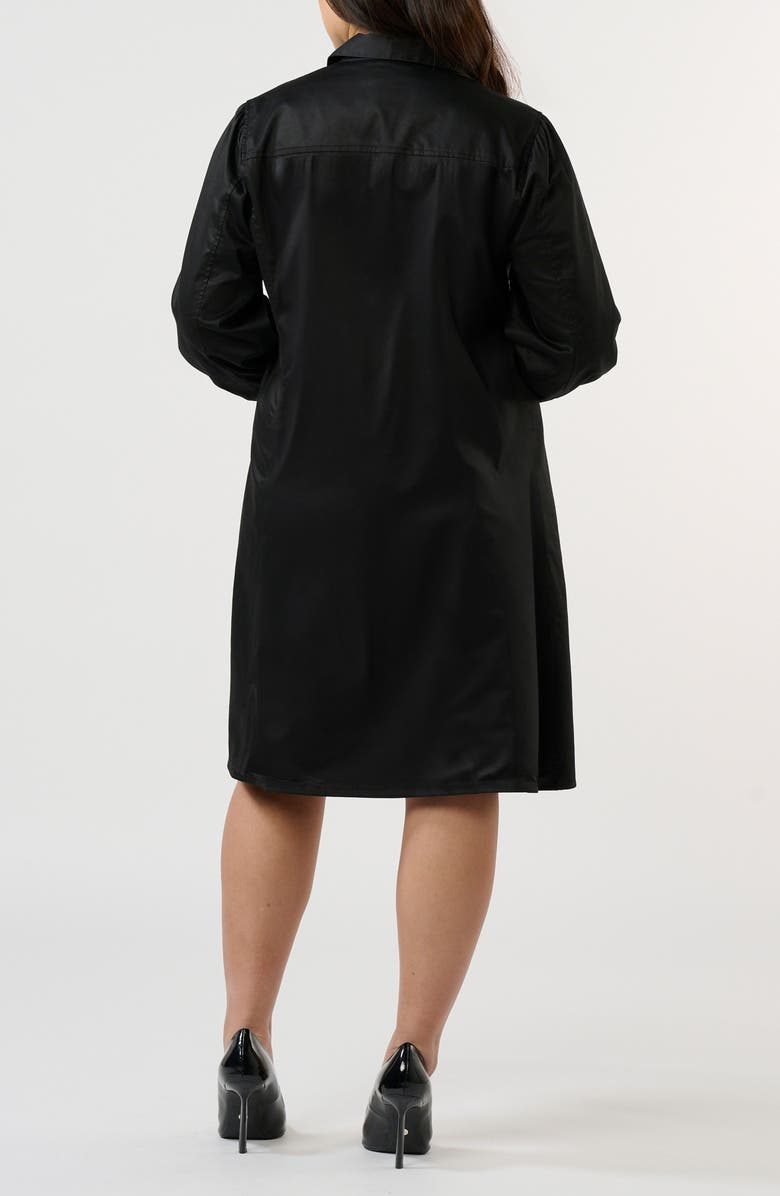 Estelle Asher Long Sleeve Cotton Shirtdress, Alternate, color, Black