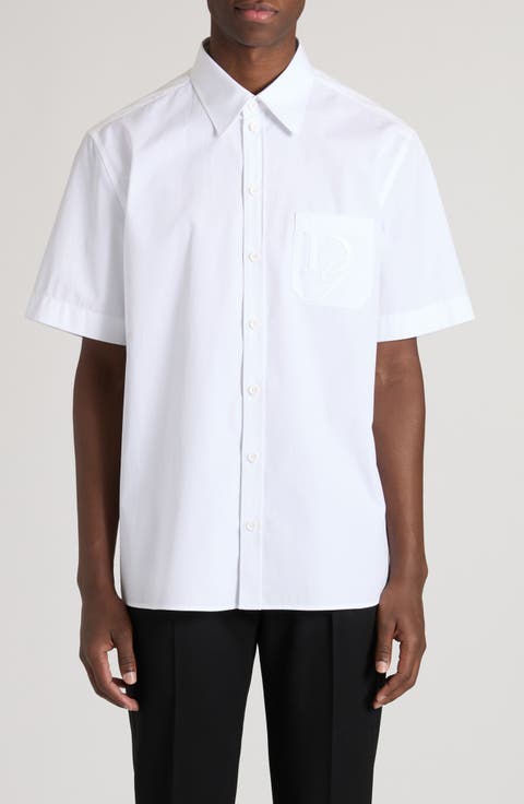 Logo Cotton Button-Up Shirt