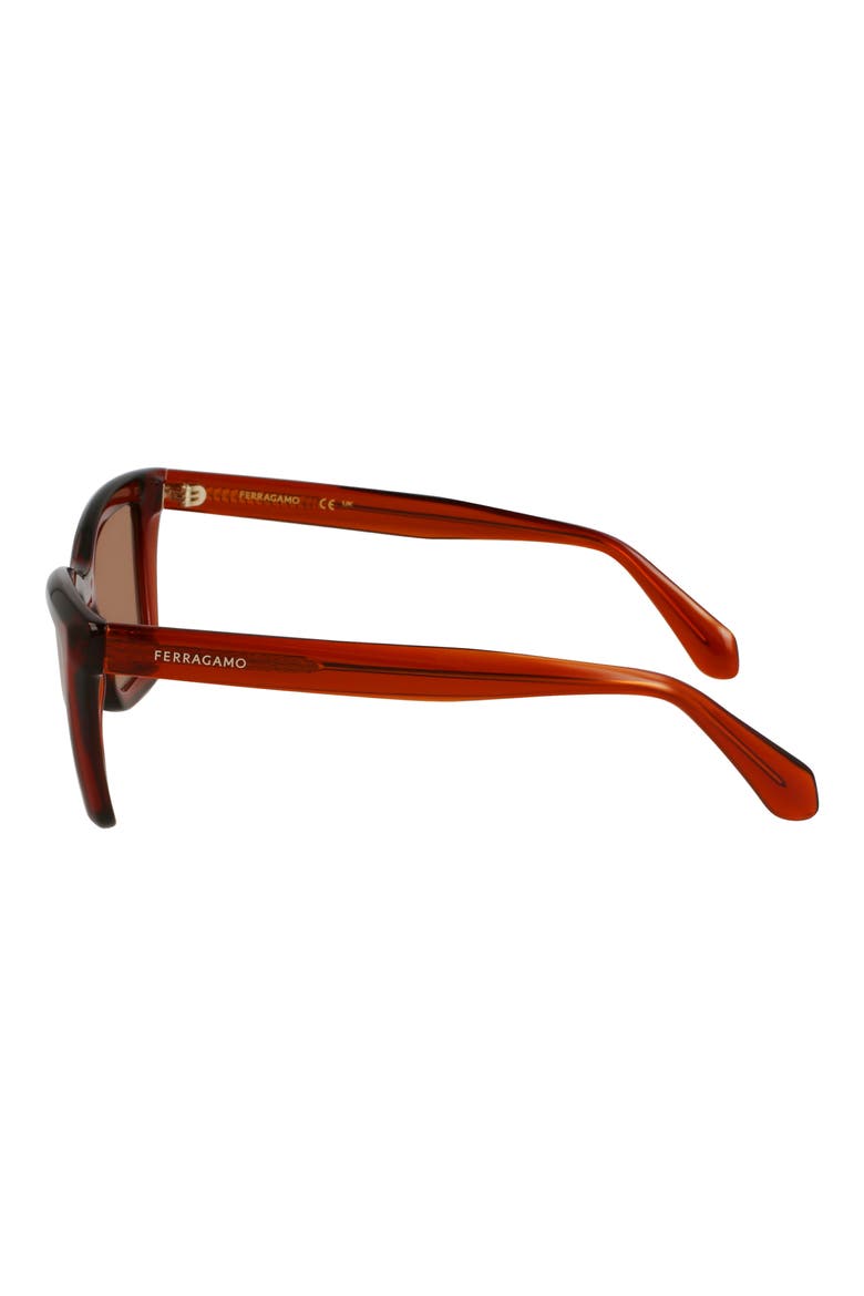 53mm Rectangualr Sunglasses, Alternate, color, TRANSPARENT RUST