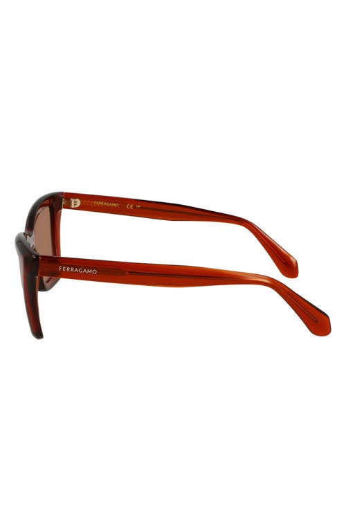 Ferragamo 53mm Rectangualr Sunglasses In Transparent Rust