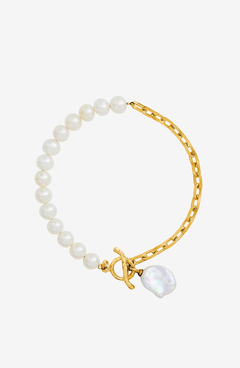 Dower & Hall Timeless Keshi Pearl Chain Bracelet, Main, color, Yellow Gold Vermeil