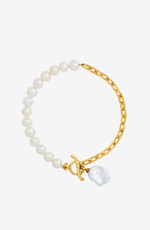 Timeless Keshi Pearl Chain Bracelet