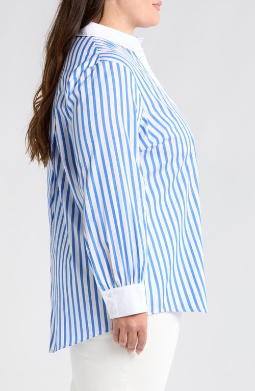 Harshman Franklin Cotton Stripe Button-up Shirt In Indigo Stripes