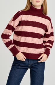 WAYF Sally Cable Knit Turtleneck Sweater