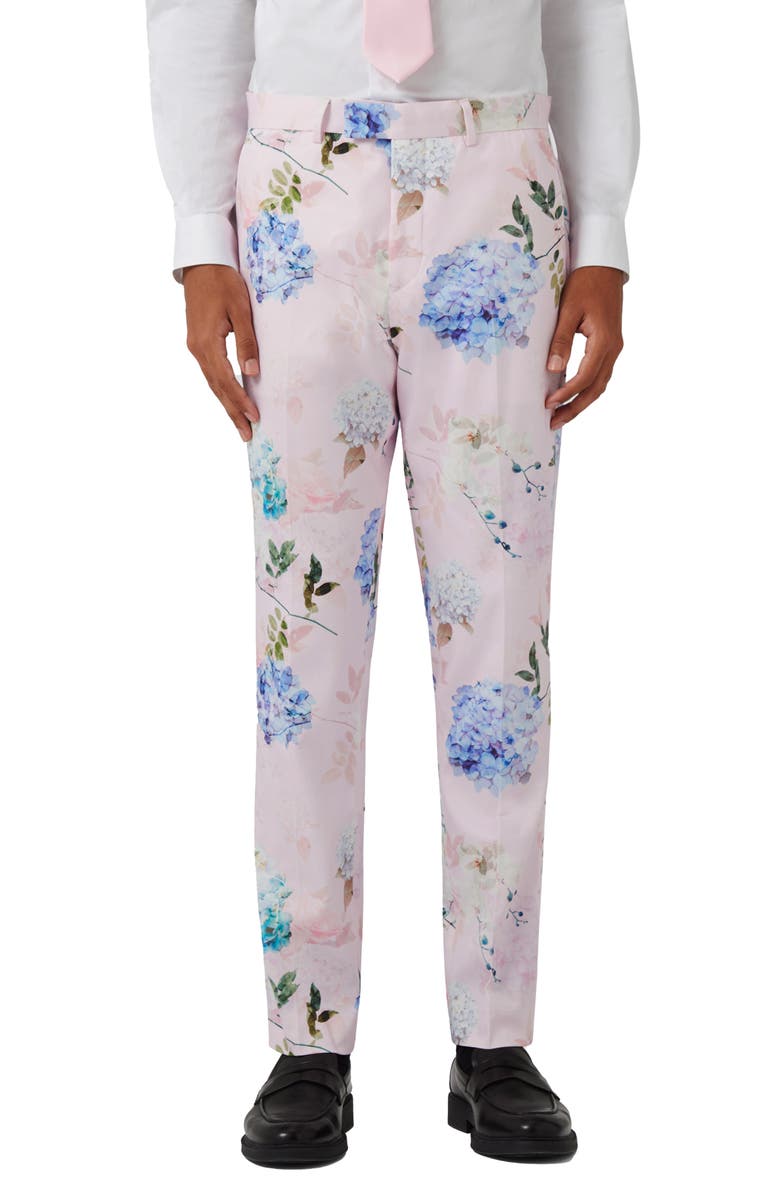 Twisted Tailor Pickhurst Slim Fit Pink Floral Suit Trousers, Main, color, 