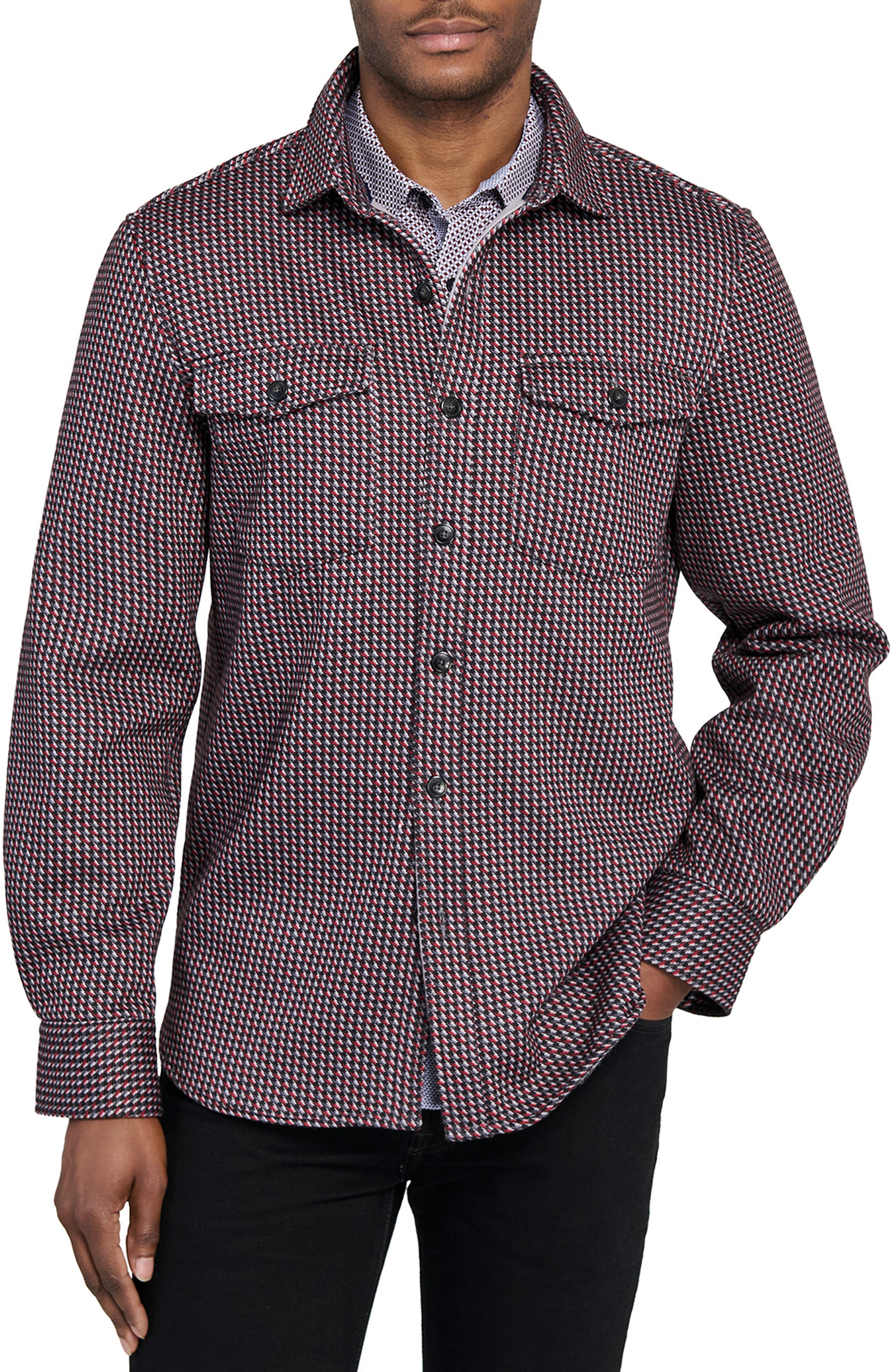 Construct Houndstooth Geo Shirt Jacket In Brown