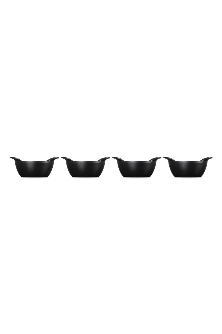 Gourmand Set of 4 1/3-Quart Enamel Cast Iron Cocotte, Alternate, color, MATTE BLACK