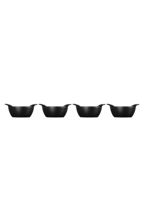 Le Creuset Enameled Cast Iron Mini Round Cocotte, Set Of 4 In Matte Black