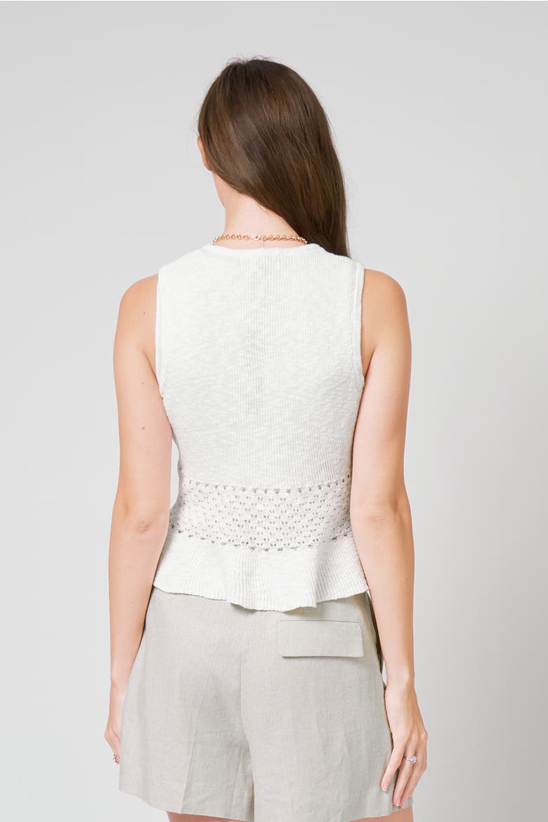 Birdie Pointelle Peplum Top, Alternate, color, WHITE