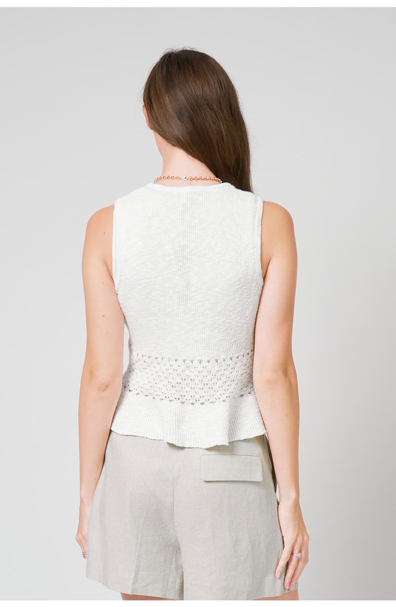 Central Park West Birdie Pointelle Peplum Top, Alternate, color, White