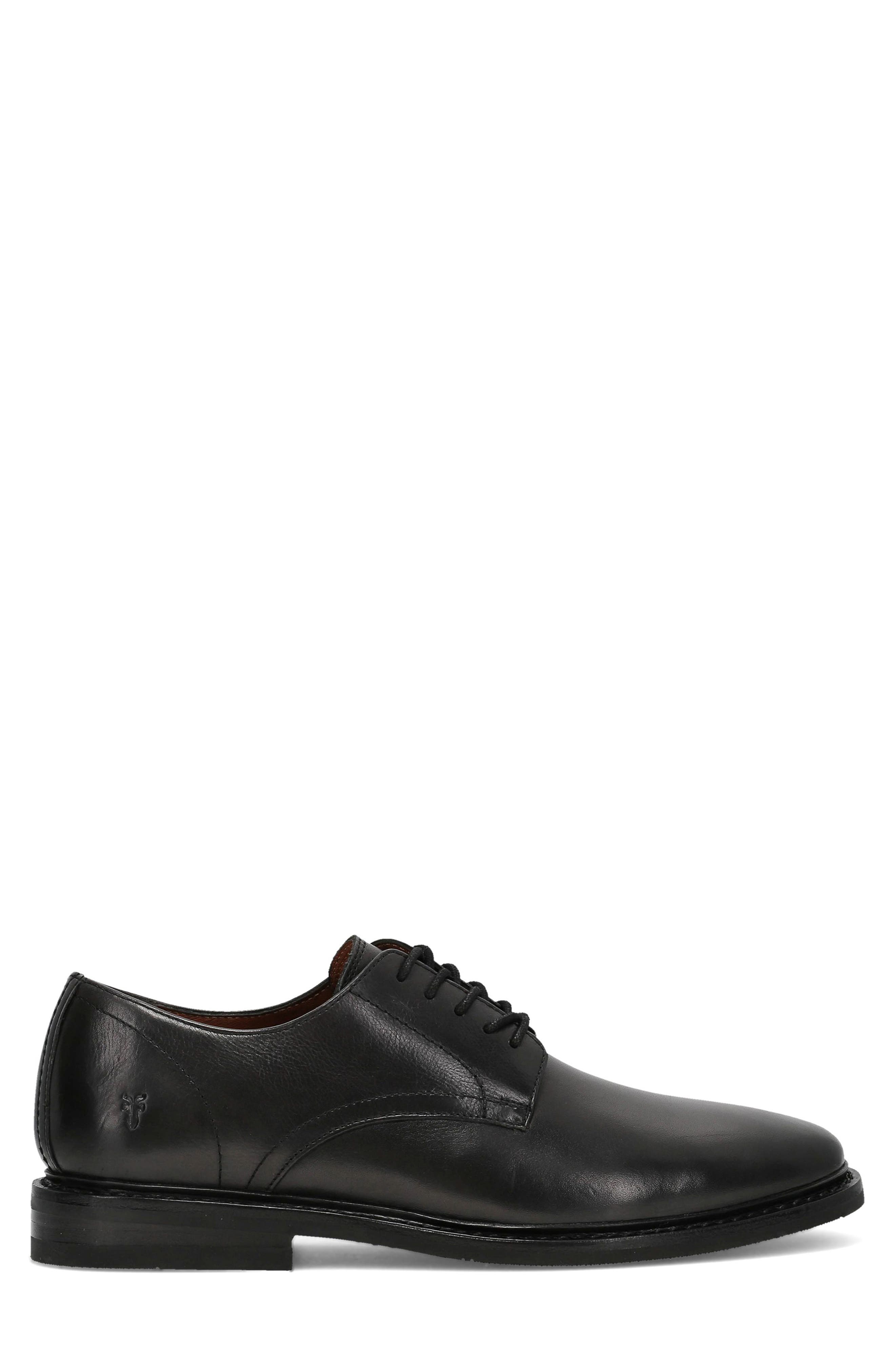 Frye Paul Leather Plain Toe Derby, Alternate, color, Black