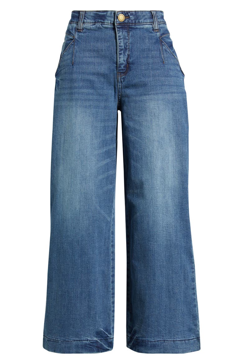 Wyatt Skyrise V-Pocket Ankle Wide Leg Jeans, Alternate, color, MID BLUE ARTISINAL