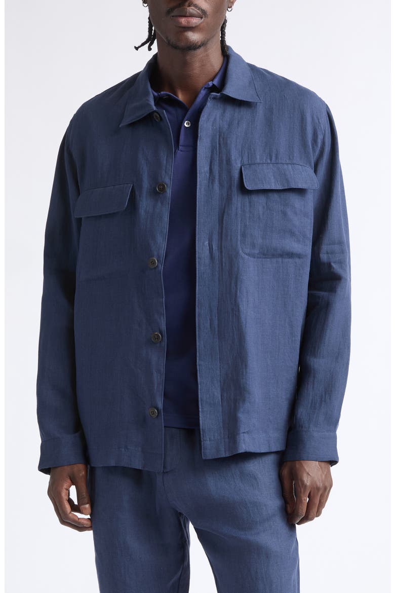 Linen Overshirt, Main, color, LIGHT NAVY
