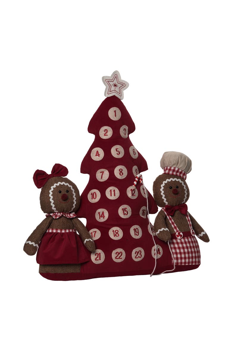 Transpac Multicolor Plush Gingerbread Advent Calendar Soft Polyester Decor, Alternate, color, Brown