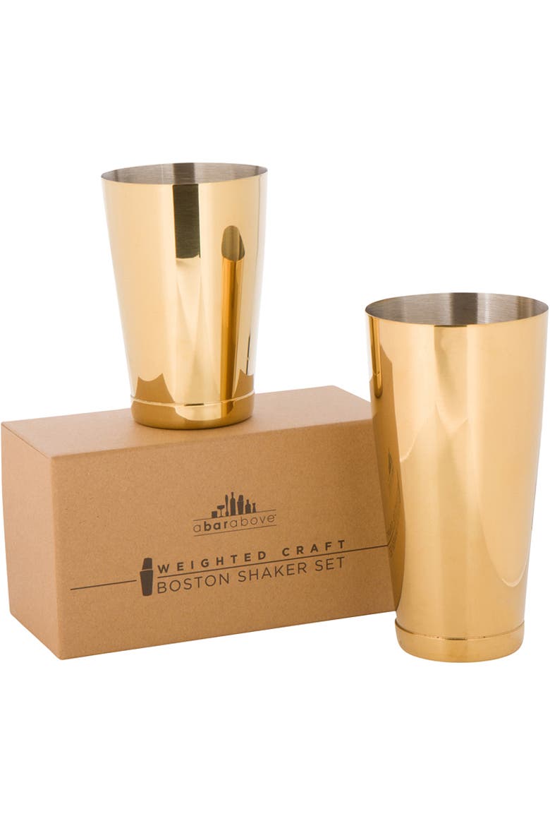 Gold Boston Cocktail Shaker Set, Weighted, Main, color, Gold