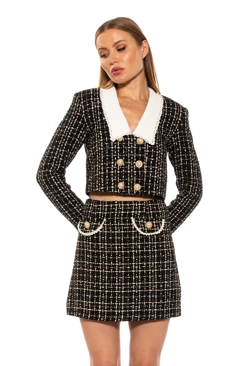 Aurelia Tweed Crop Jacket, Alternate, color, BLACK/WHITE
