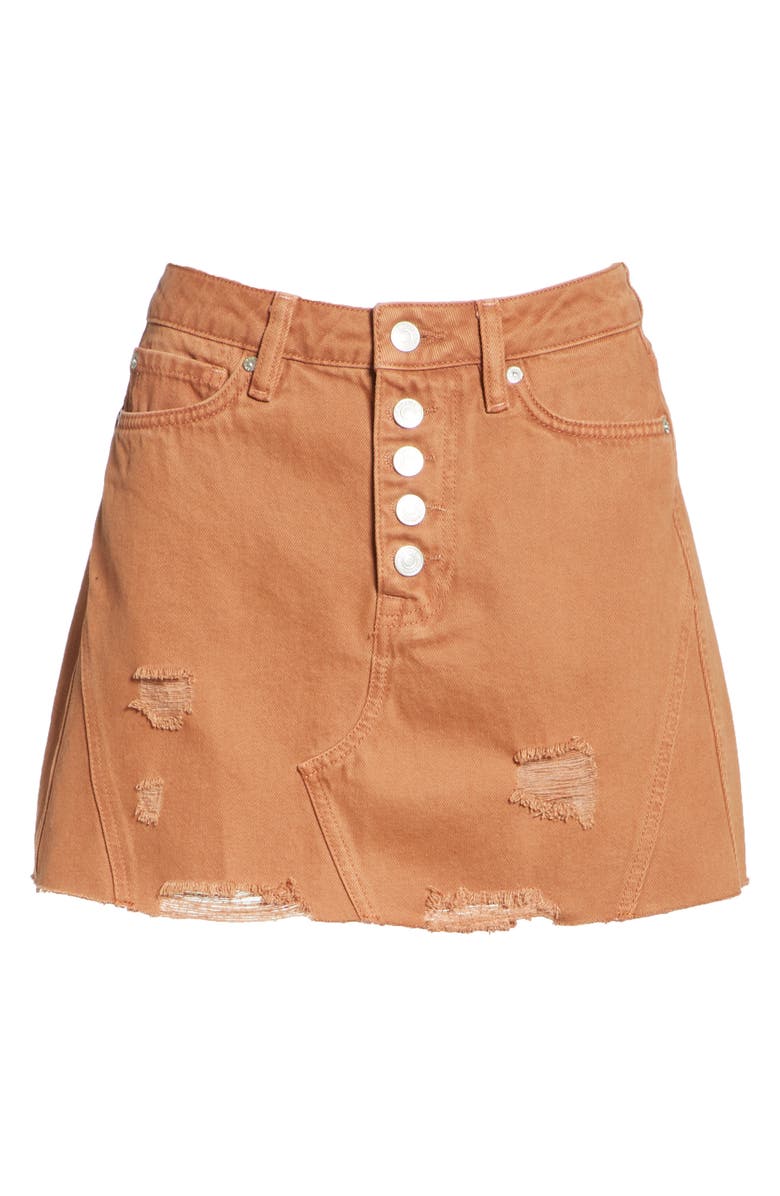 Free People We the Free by Free People Denim A-Line Skirt, Alternate, color, Bronze