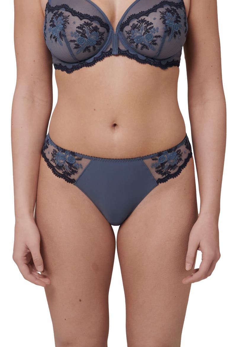 Intrigue Embroidered Bikini, Alternate, color, CINDER BLUE